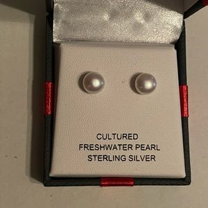 Cultured fresh water pearl sterling silver earrings